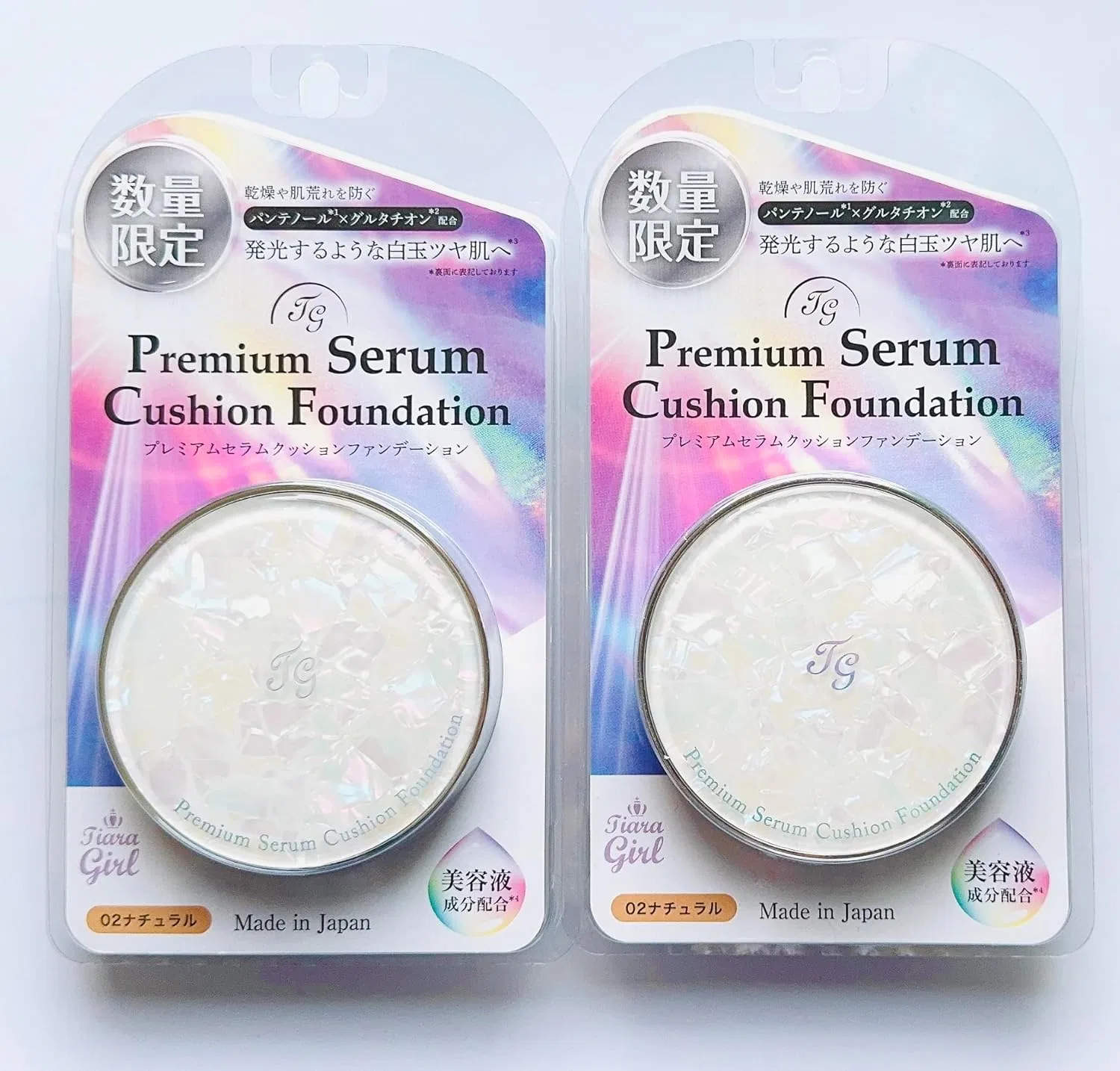 Тональная основа с сывороткой Tiara Girl Premium Serum Cushion Foundation 02 Natural, набор 2 шт.
