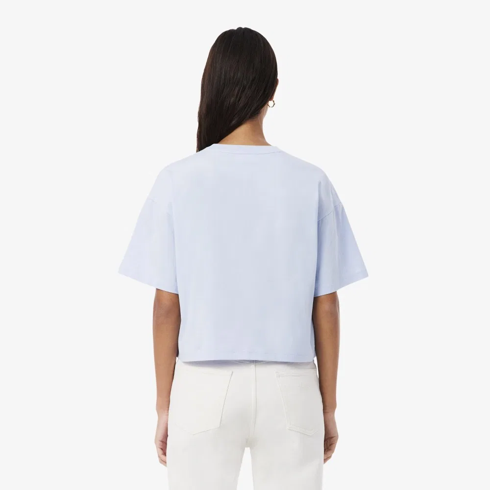 Футболка Lacoste Soft Branding светло-лавандовая полуукороченная — фото 3
