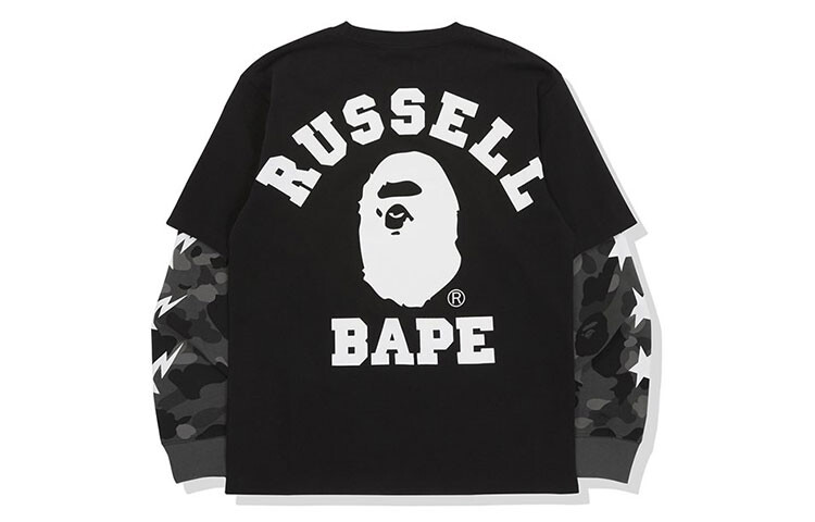 

Футболка BAPE X Russell Color Camo College Layered L/S, черная A Bathing Ape, синий