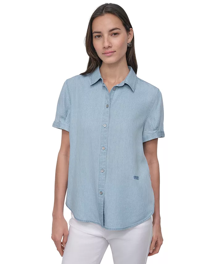 

Женская рубашка с закатанными рукавами Button-Up DKNY Jeans, синий