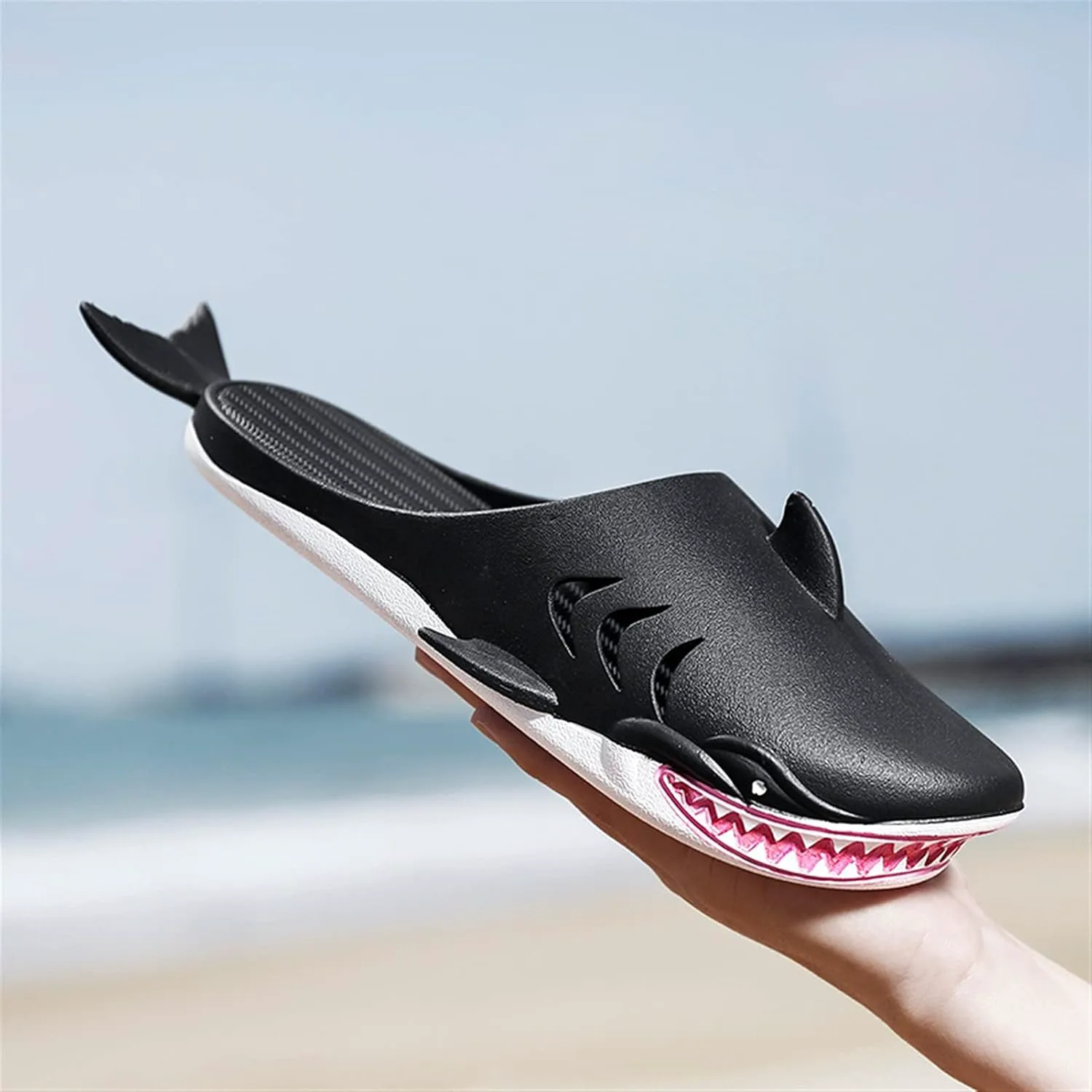 

Bathroom Сандалии Funny Shark Slipper Wear Resitant Non-Slip House Slippers Men Teenagers Shark Slipper for ​Outdoor Beach Party Shower Сандалии (Color : White, Size : 44-45(270cm)) SUNESA