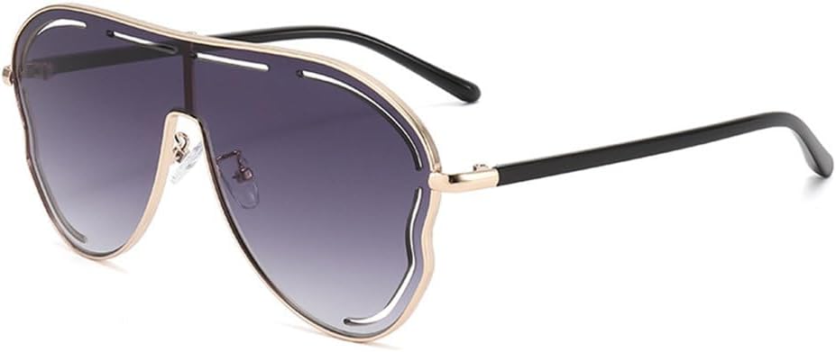 

Женские солнцезащитные очки с большой оправой и полыми линзами, солнцезащитный козырек, для путешествий и вождения на открытом воздухе, с защитой от УФ-излучения, модель 2025 года PRSTNN, Gold Double Gray