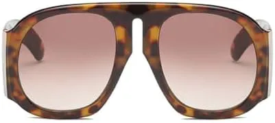 

Солнцезащитные очки 2027 года для женщин, большие очки для женщин и мужчин, черная широкая оправа, ретро-очки, защита от УФ-излучения UV400 MTZJH, Leopard Tea