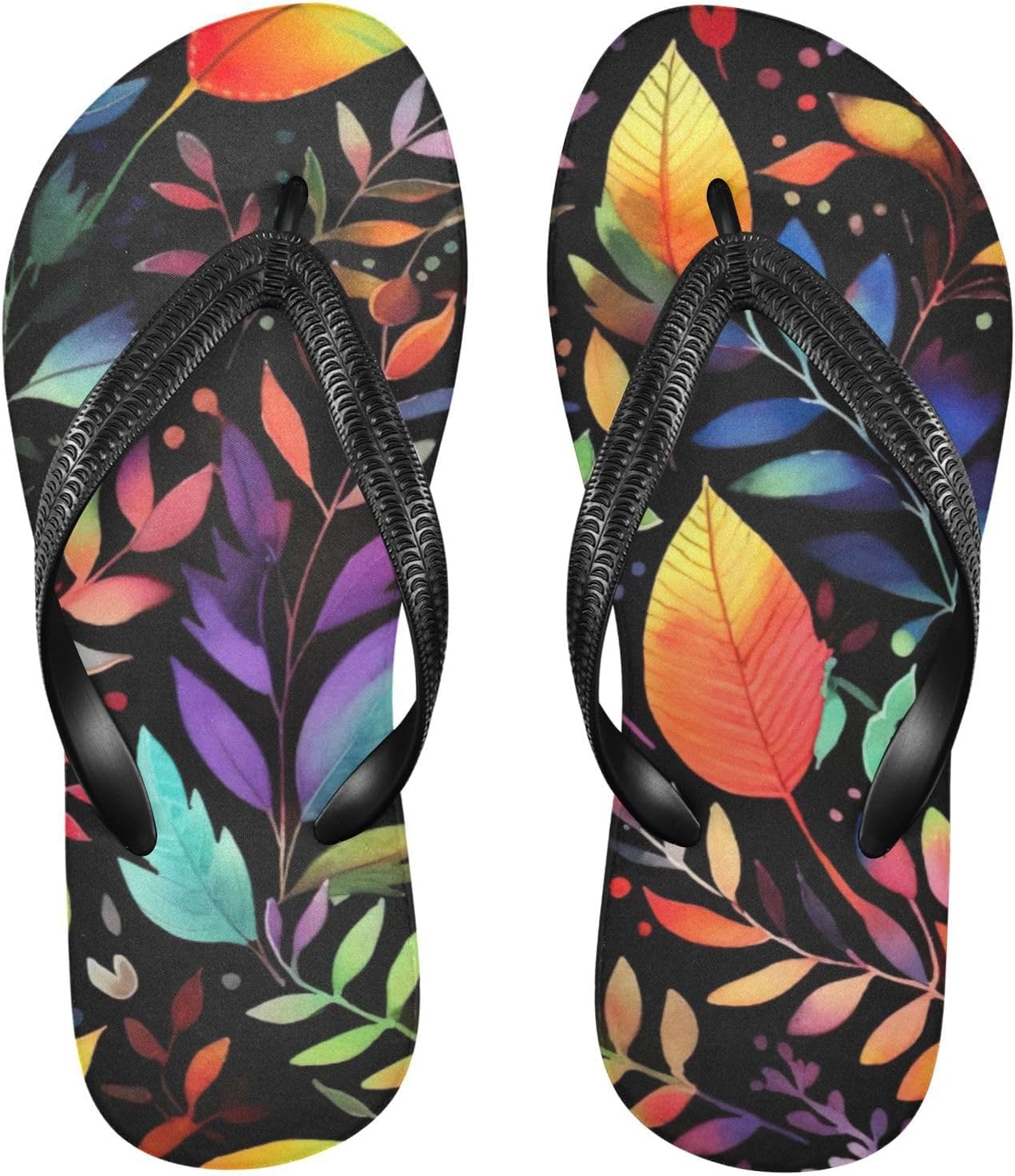 

Ласточки с цветочным рисунком листьев, пляжные летние повседневные сандалии для женщин и мужчин, тапочки для душа, размер XS Kfbe, Leaves