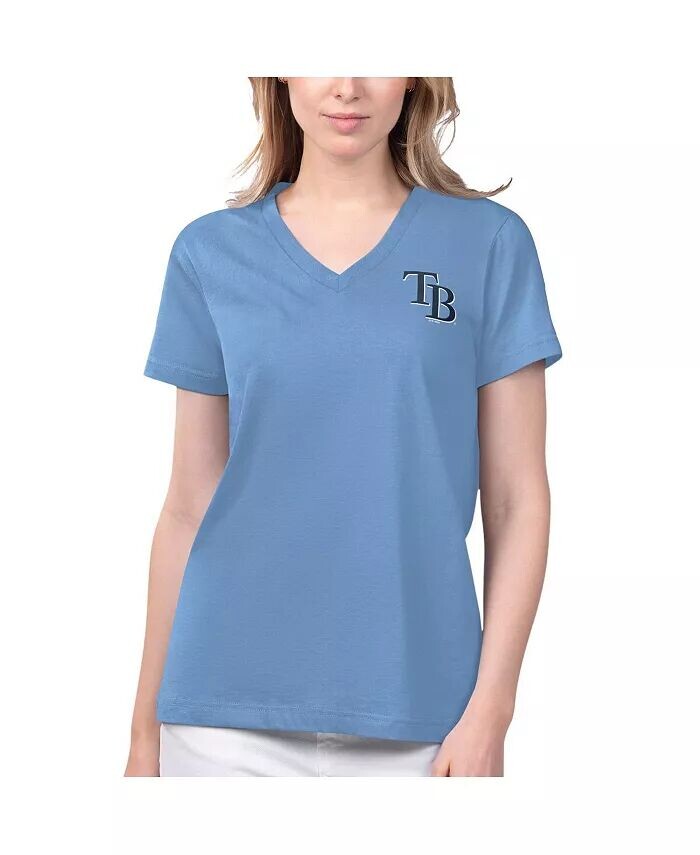 

Женская светло-голубая футболка Tampa Bay Rays Game Time с V-образным вырезом Margaritaville