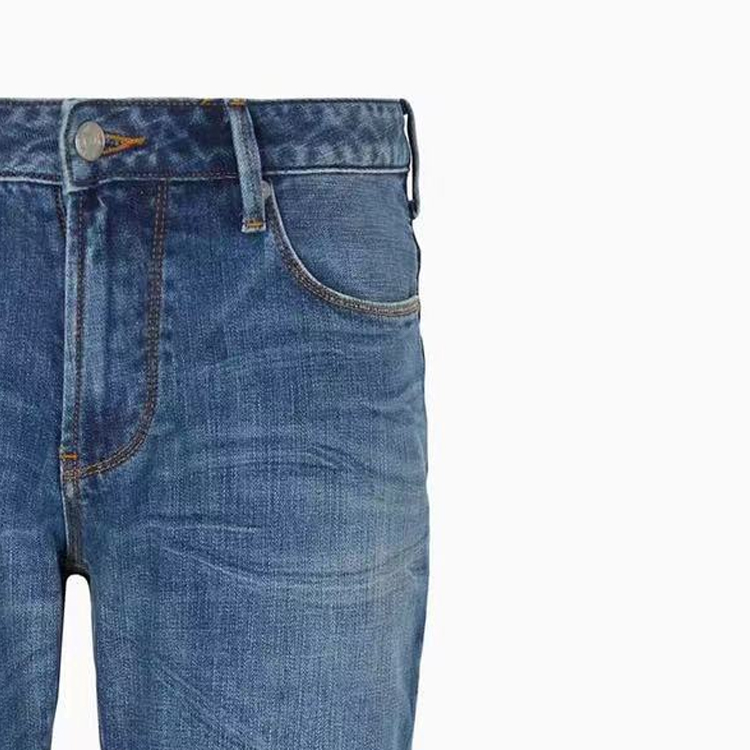 Джинсы EMPORIO ARMANI синие с эффектом отбеливания Slim fit комфортные — фото 3