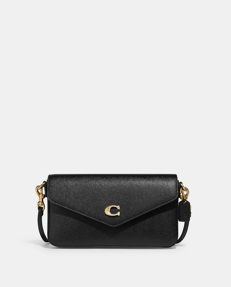 

Большой кожаный кошелек черного цвета с регулируемой ручкой Coach, черный
