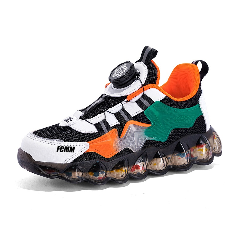 

Прочные дышащие полувысокие повседневные кроссовки детские FCMM, черный/оранжевый