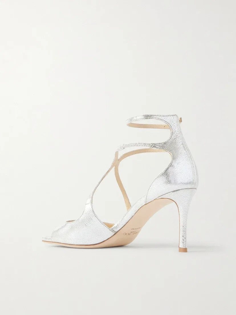 Босоножки Azia 95 из текстурированной кожи с эффектом металлик JIMMY CHOO, золотой — фото 3