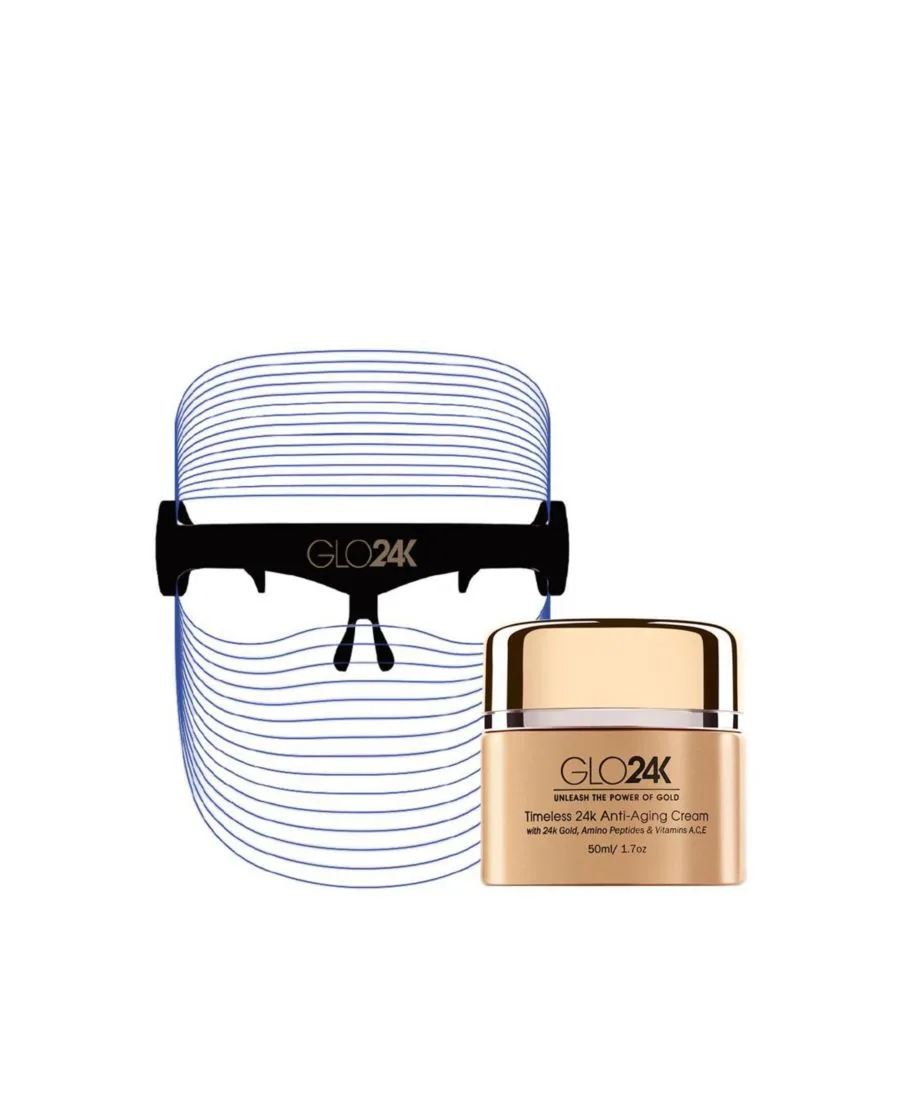 Маска для лица Glo24K — Цветная светодиодная + антивозрастной с -каратным золотом — фото 2