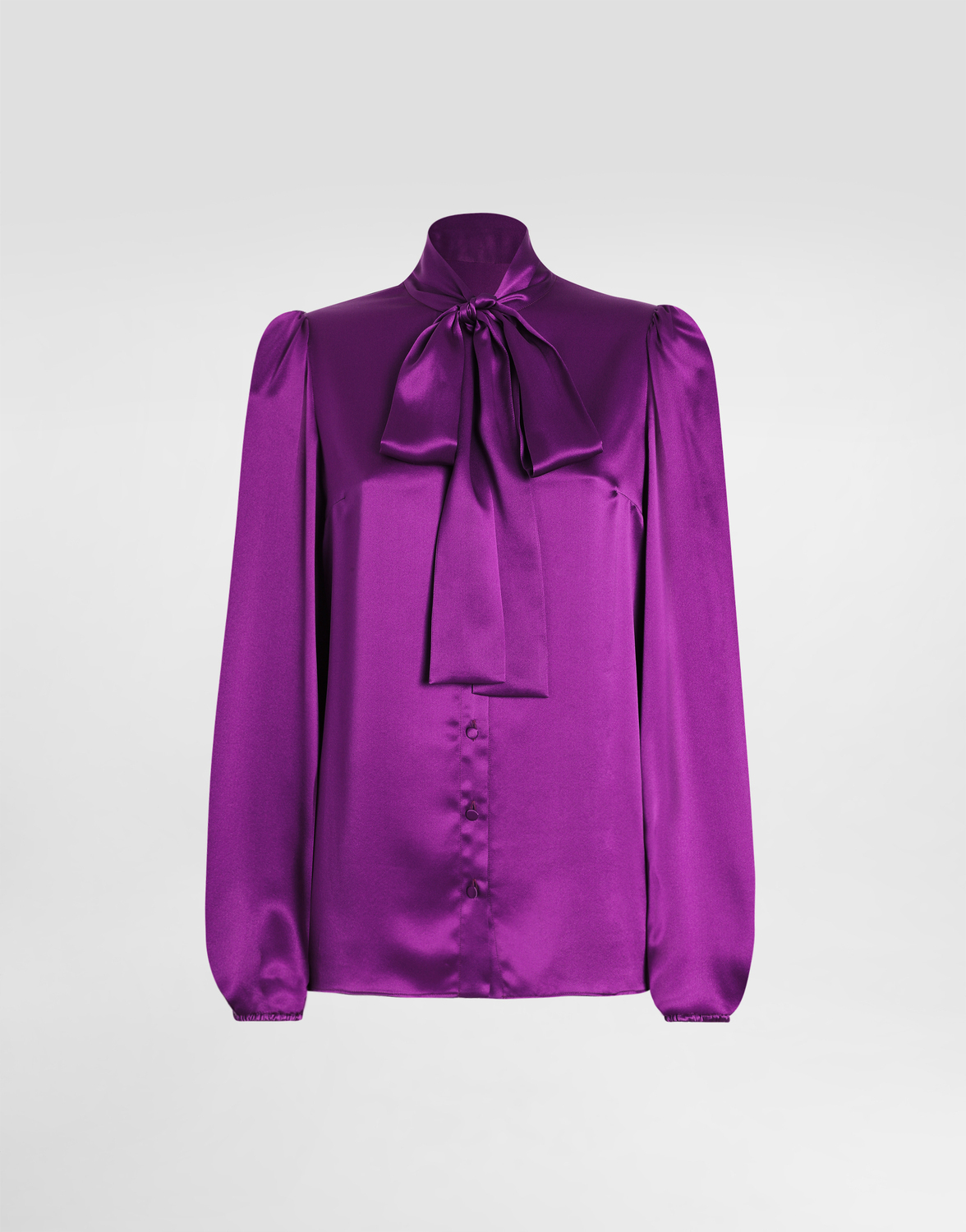 

Шелковая атласная блуза с бантом на воротнике Dolce & Gabbana, мультиколор