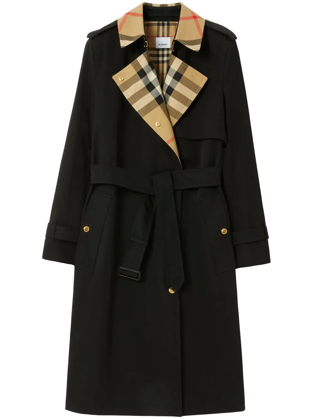 

Тренч с клетчатой вставкой BURBERRY, черный