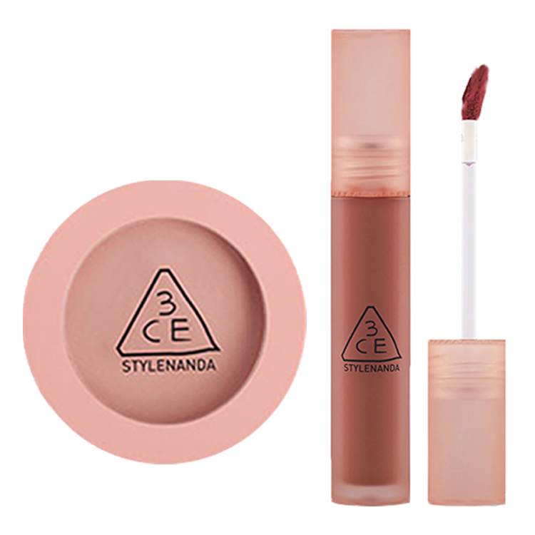 Жидкая помада Blush набор макияжа натуральное матовое покрытие комплект из двух штук 3CE — фото 4