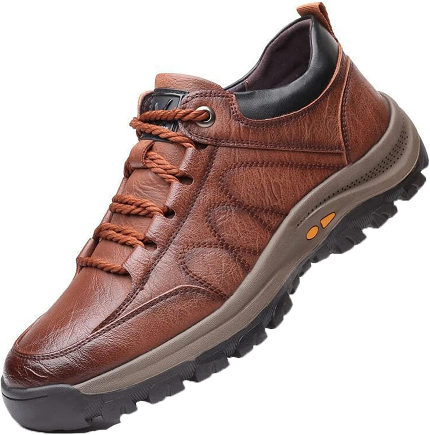 

Мужские осенне-зимние ботинки Yiozoi, короткие кожаные ботинки с круглым носком, удобные высокие ботинки на шнуровке для повседневной носки, коричневый