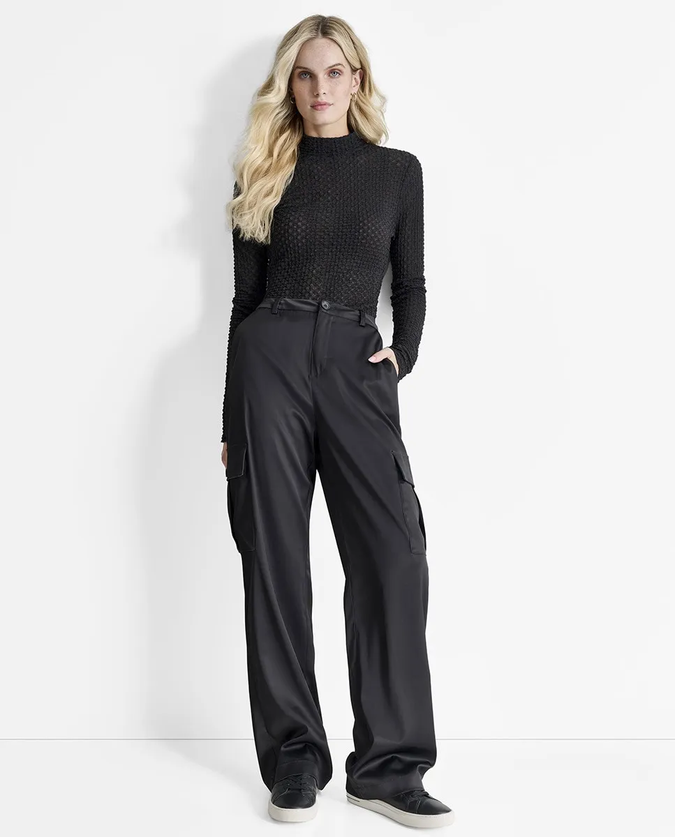 

Женские брюки карго с атласным эффектом, с карманами и высокой талией Dkny Jeans, черный