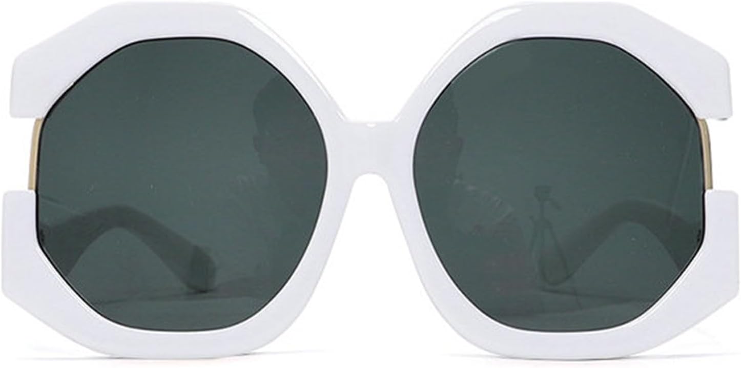 

Willochra Y2K Модные многоугольные квадратные женские солнцезащитные очки большого размера с ретро-заклепками Мужские трендовые градиентные солнцезащитные очки UV400, White Black