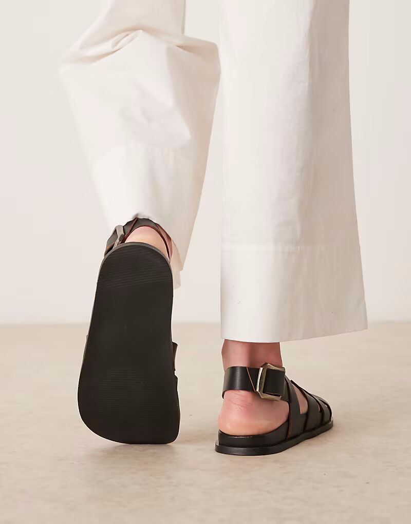 Туфли-лодочки Midas Fisherman ASOS DESIGN из черной кожи — фото 2