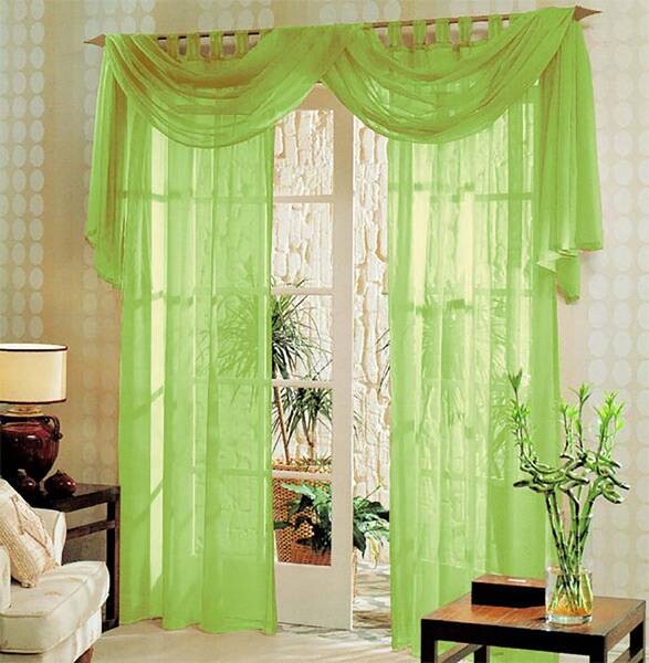 

Штора Gardinenboxn Set Voile Querbehang Uni, 140x245x1 см, зеленый