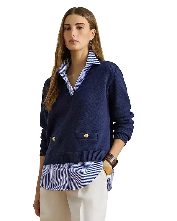 Хлопковый свитер с многослойной отделкой пуговицами Ralph Lauren, Multi