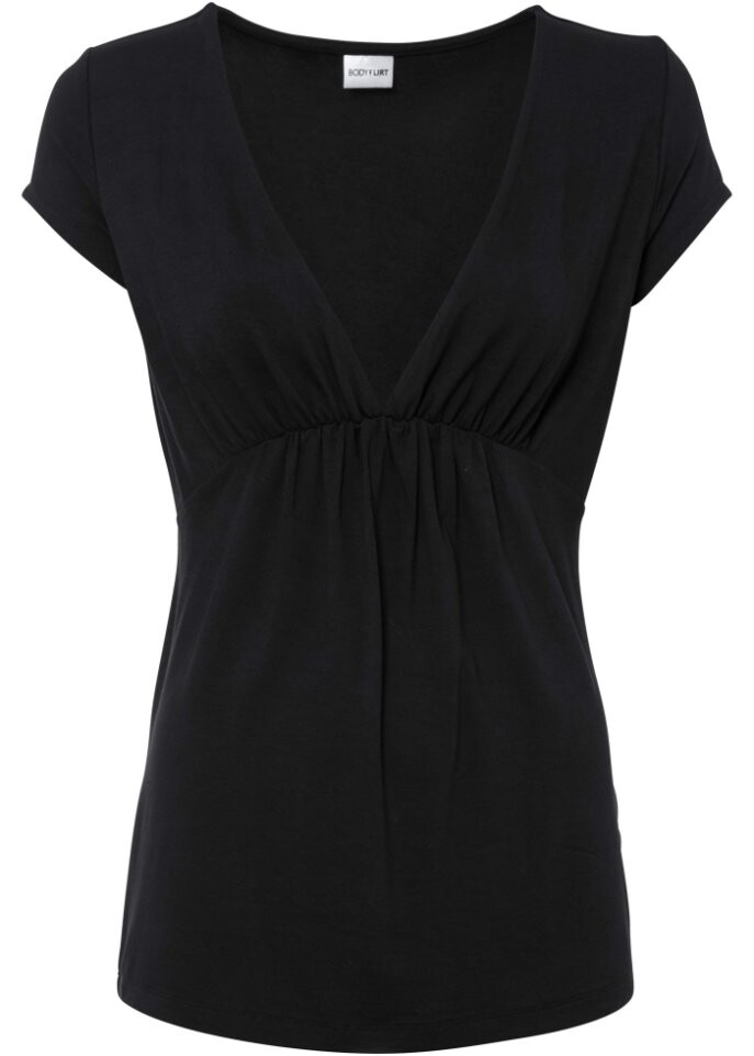 

Рубашка с глубоким v-образным вырезом из экологически чистой вискозы Bodyflirt Boutique, черный
