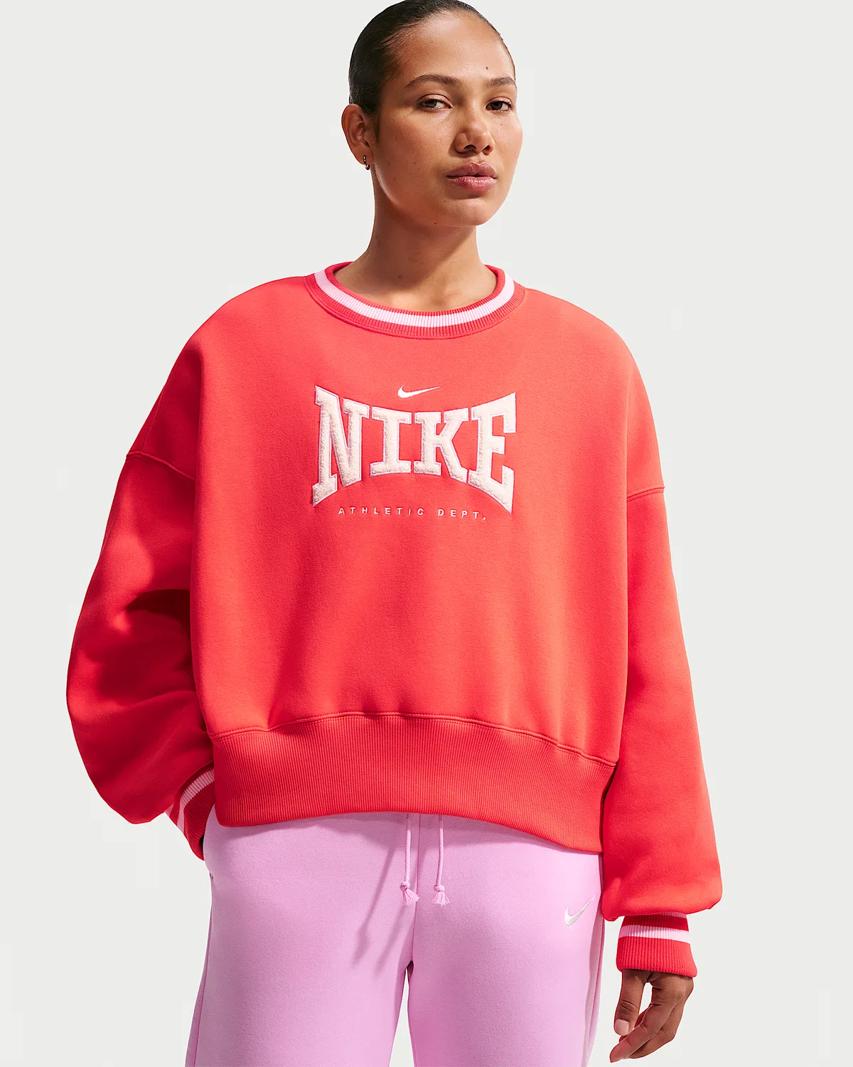 Женский оверсайз свитшот с круглым вырезом Nike Sportswear Phoenix Fleece, Light Crimson/Sail