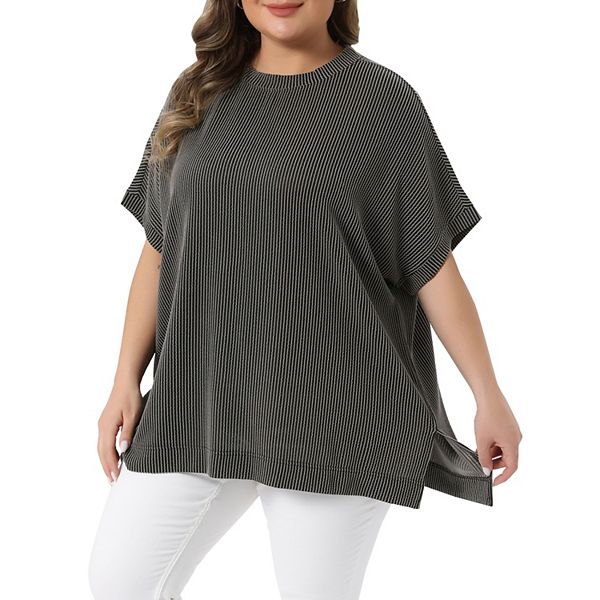 

Женская блузка с круглым вырезом и короткими рукавами свободного кроя в полоску Agnes Orinda, Black