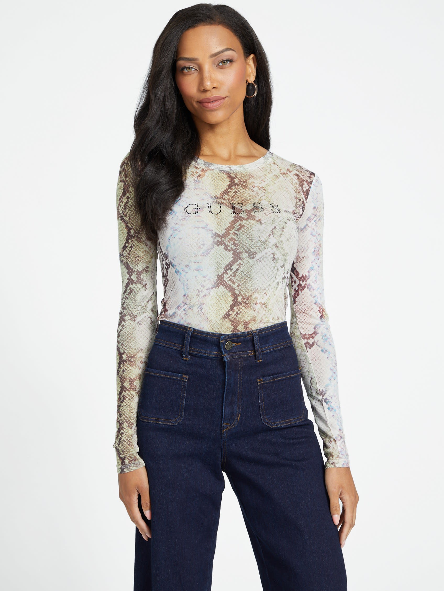 

Футболка с логотипом Eco Winter Printed Guess Factory, цвет glam snake print