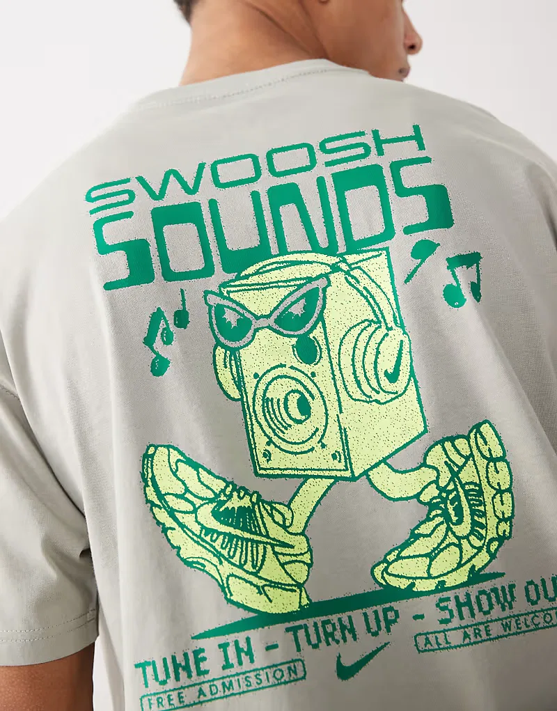 Футболка Nike Swoosh Sounds с принтом на спине, зеленый — фото 3