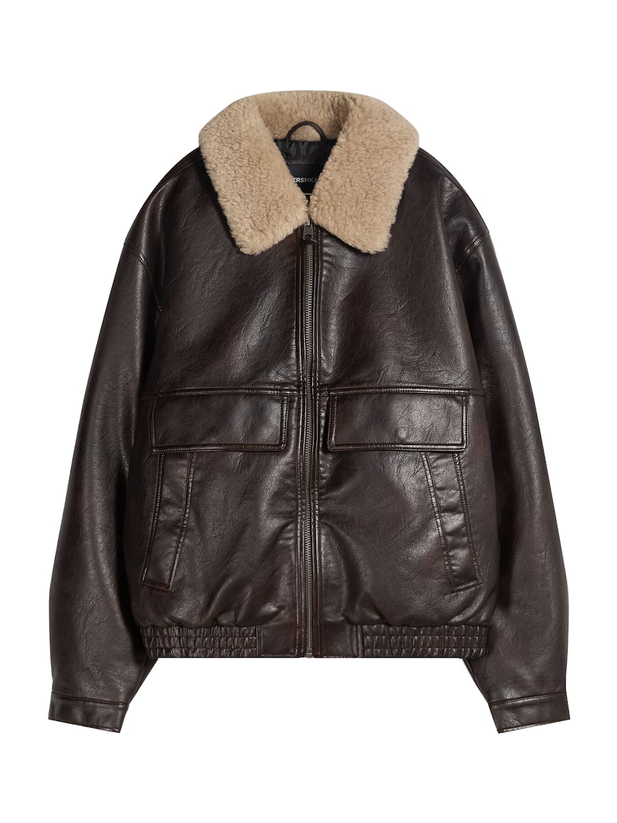 

Куртка межсезонная Bershka, светло-коричневый/темно-коричневый