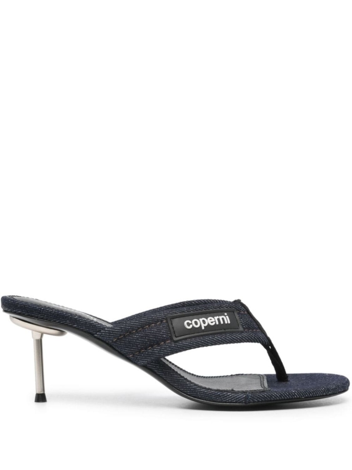 

Coperni logo-patch 70mm denim sandals, синий