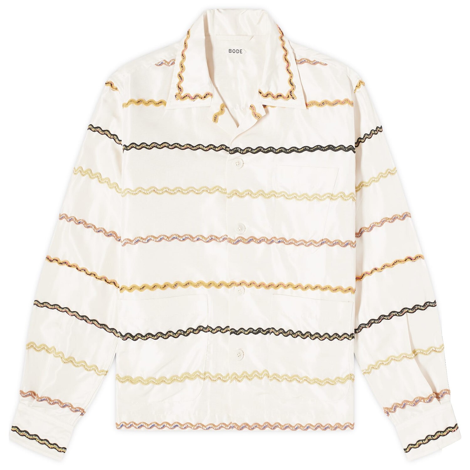 

Рубашка Bode Rickrack Stripe Shirt, цвет Ecru & Multi