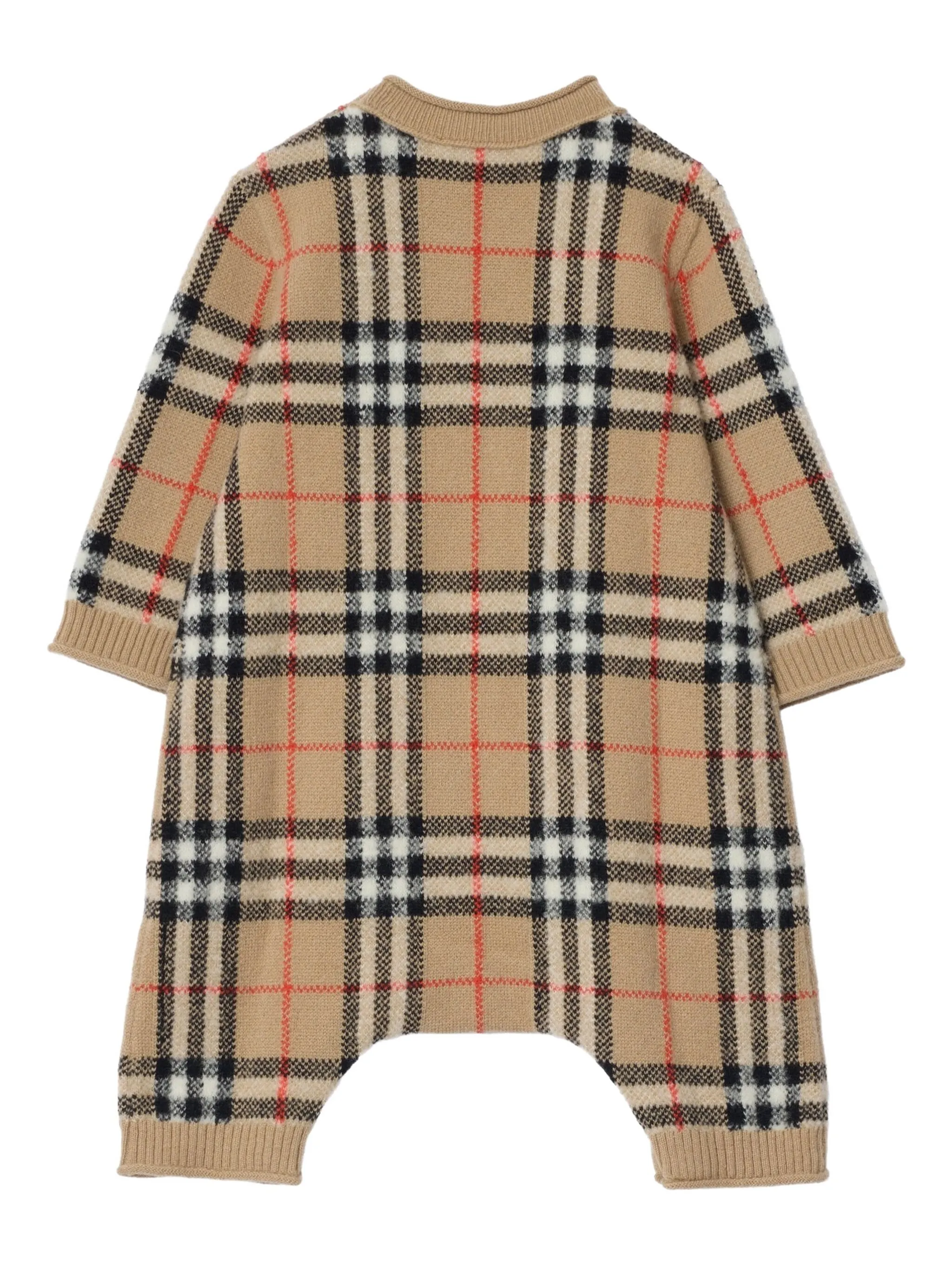 Трикотажный комбинезон в клетку Burberry Kids, нейтральный — фото 2