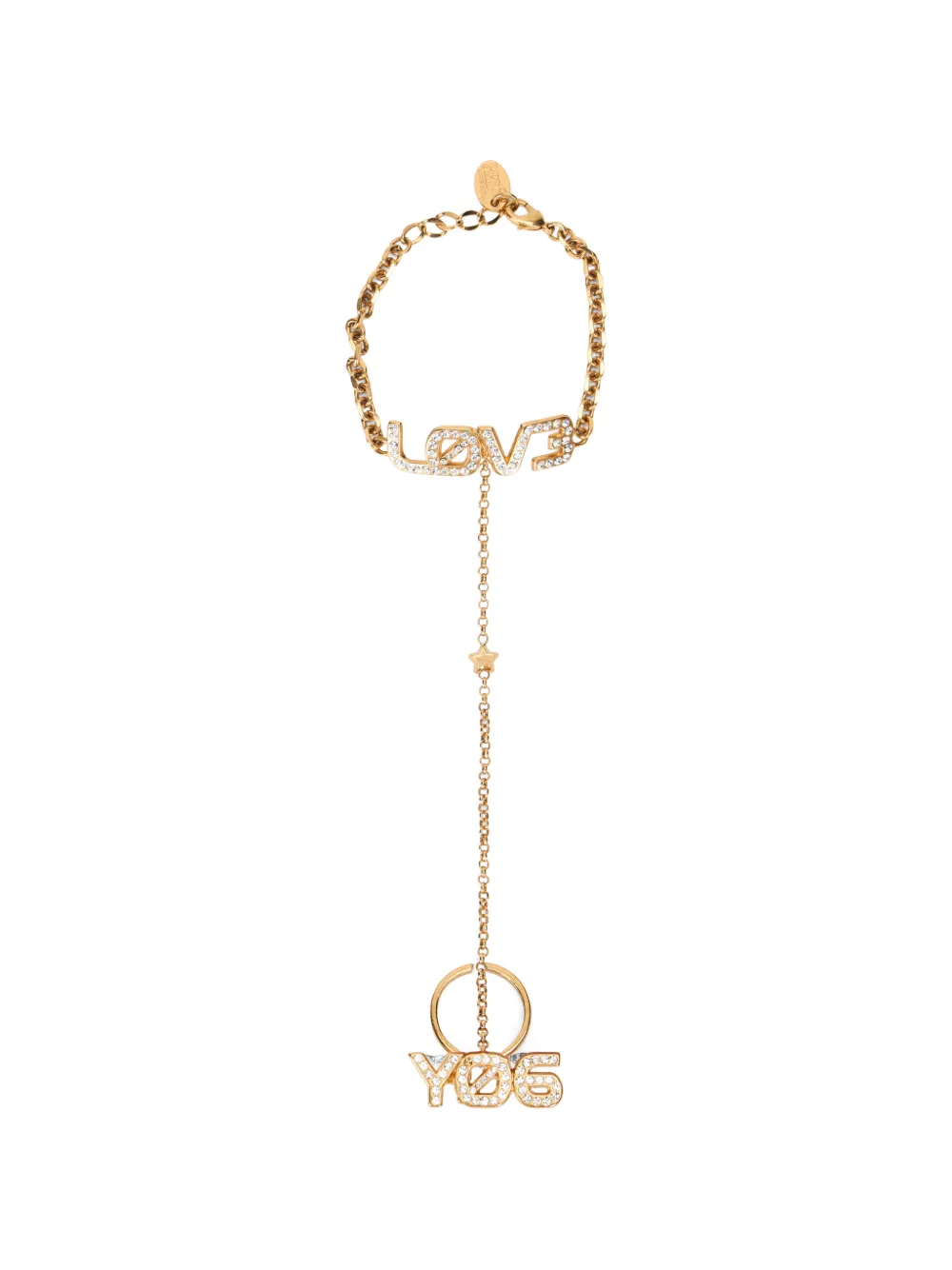 

Цепочное кольцо с инкрустацией pave Red(V), золотой