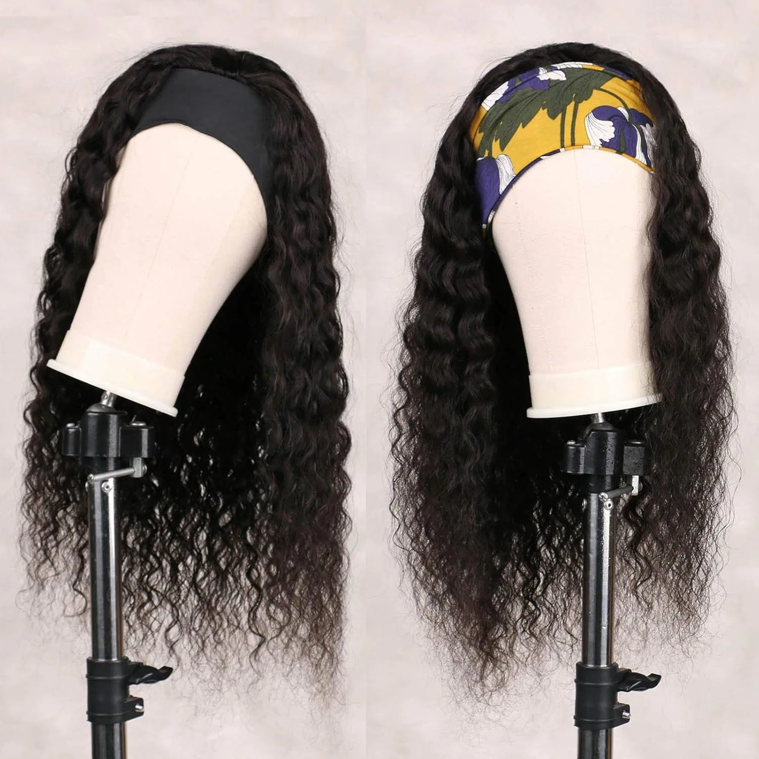 Парик с повязкой из натуральных человеческих волос, 55 см, волнистый Meet Naive, Headband Wigs Water Wave — фото 4