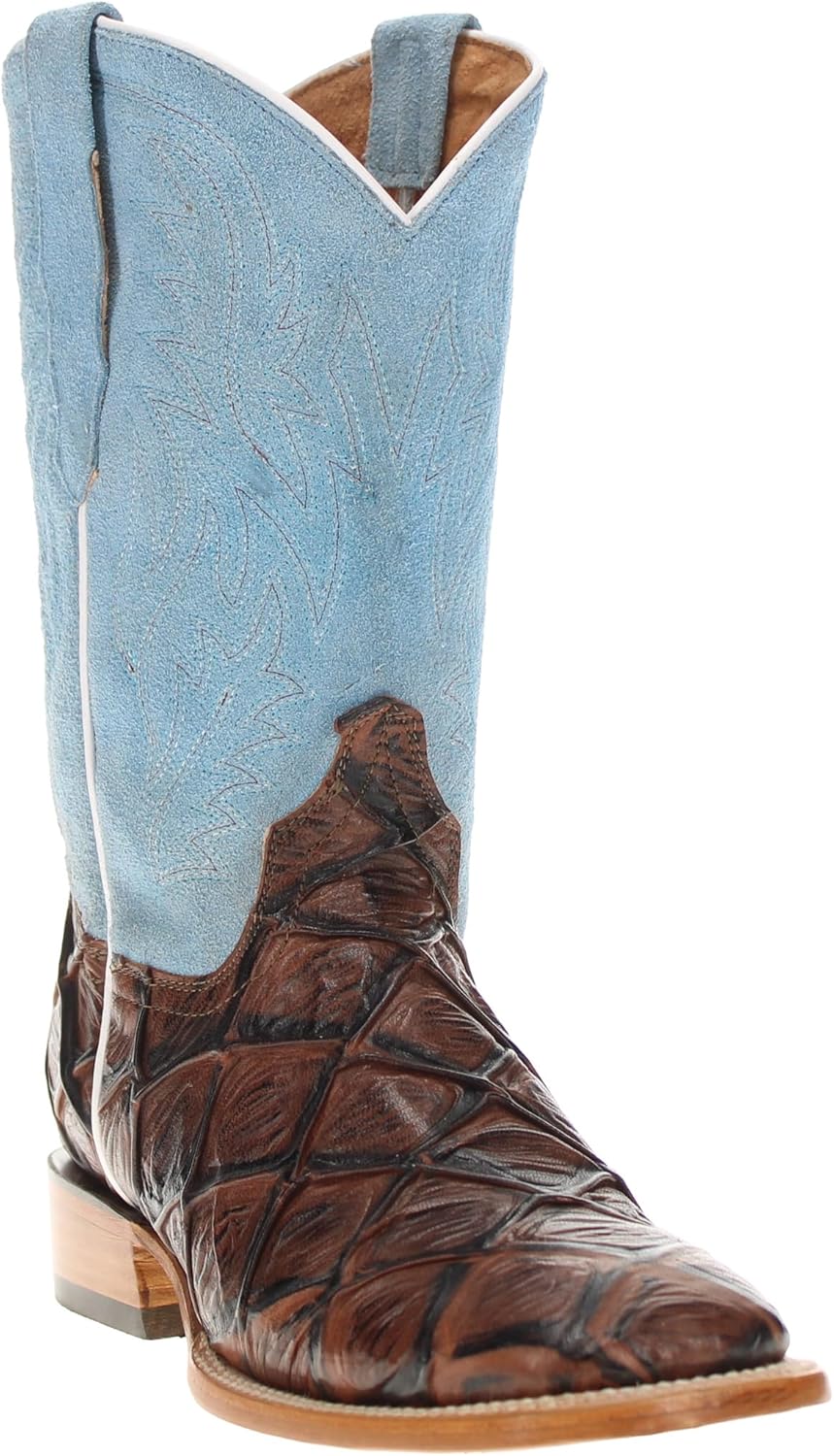 

Мужские ковбойские сапоги Vaccari Malik из натуральной кожи с принтом рыбы пираньоны с широкой квадратной носовой частью, Mocha