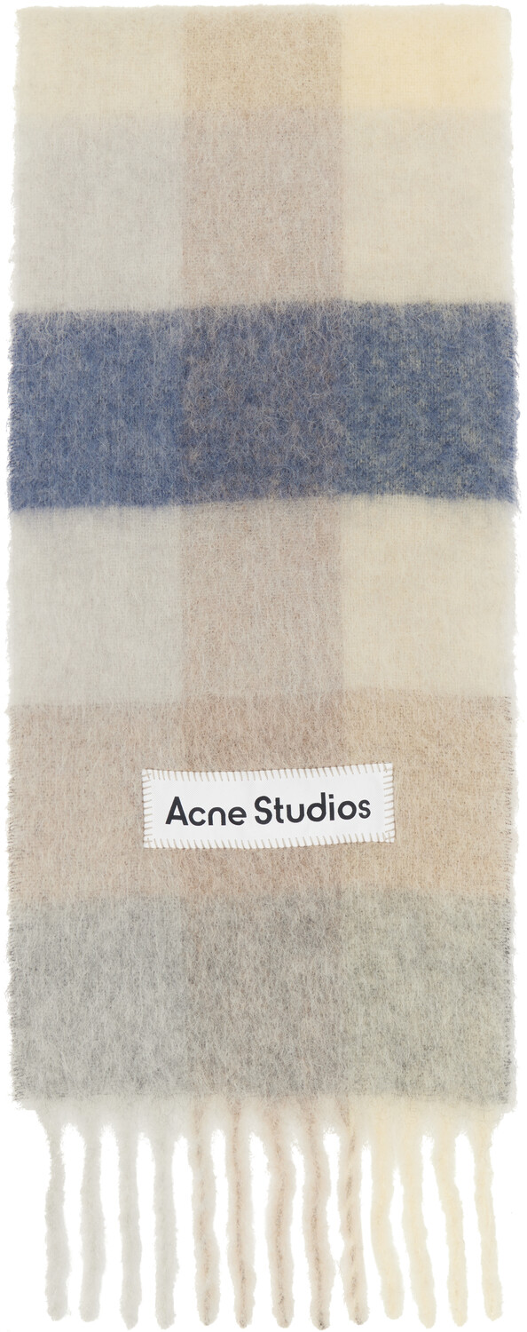 

Шарф из мохера в клетку фиолетового и бежевого цвета Acne Studios, Vanilla/Beige/Lavender