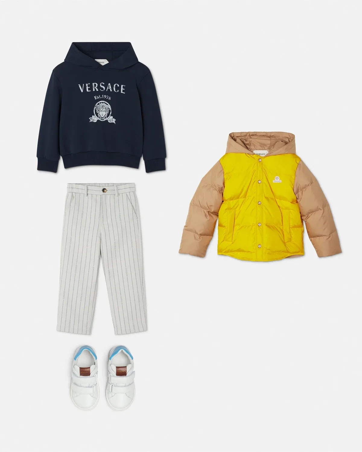 Детская Толстовка Из Хлопкового Трикотажа С Принтом Versace, синий — фото 2