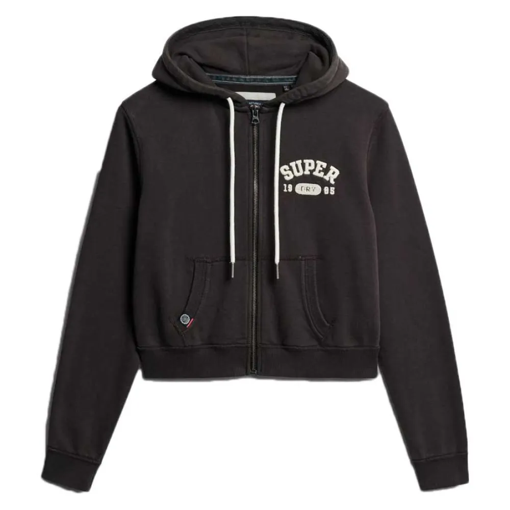 

Толстовка Superdry Athletic Relaxed Crop full zip, черный