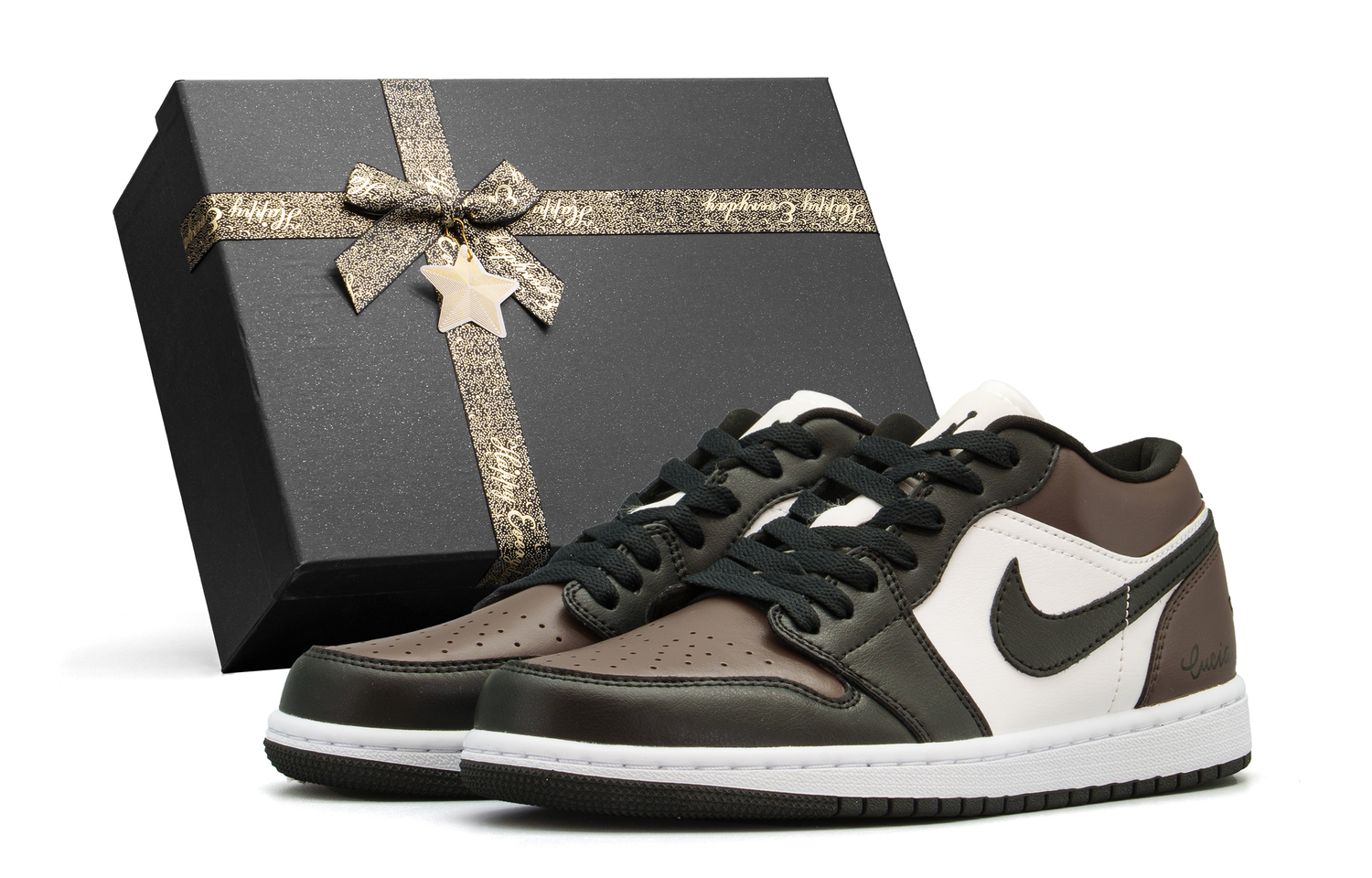 

Jordan Air 1 устойчивые к истиранию низкие баскетбольные кроссовки Unisex Black White Brown