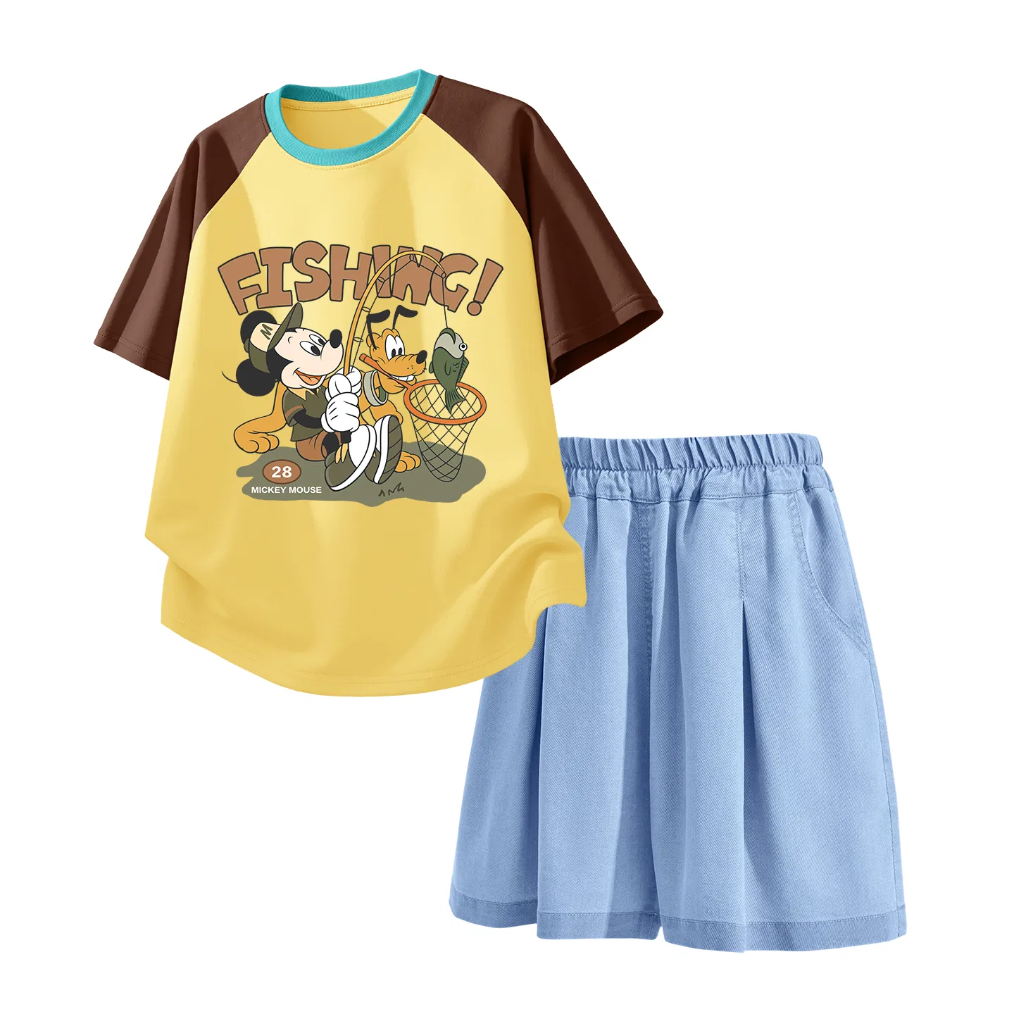 Детский спортивный костюм Casual Sportswear Disney, коричнево-желтый с джинсово-голубым