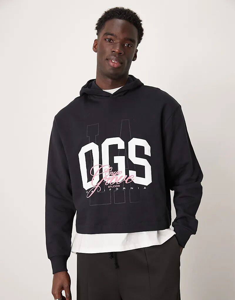 

Свободный свитшот oversize со спортивным принтом серого меланжевого цвета ASOS DESIGN