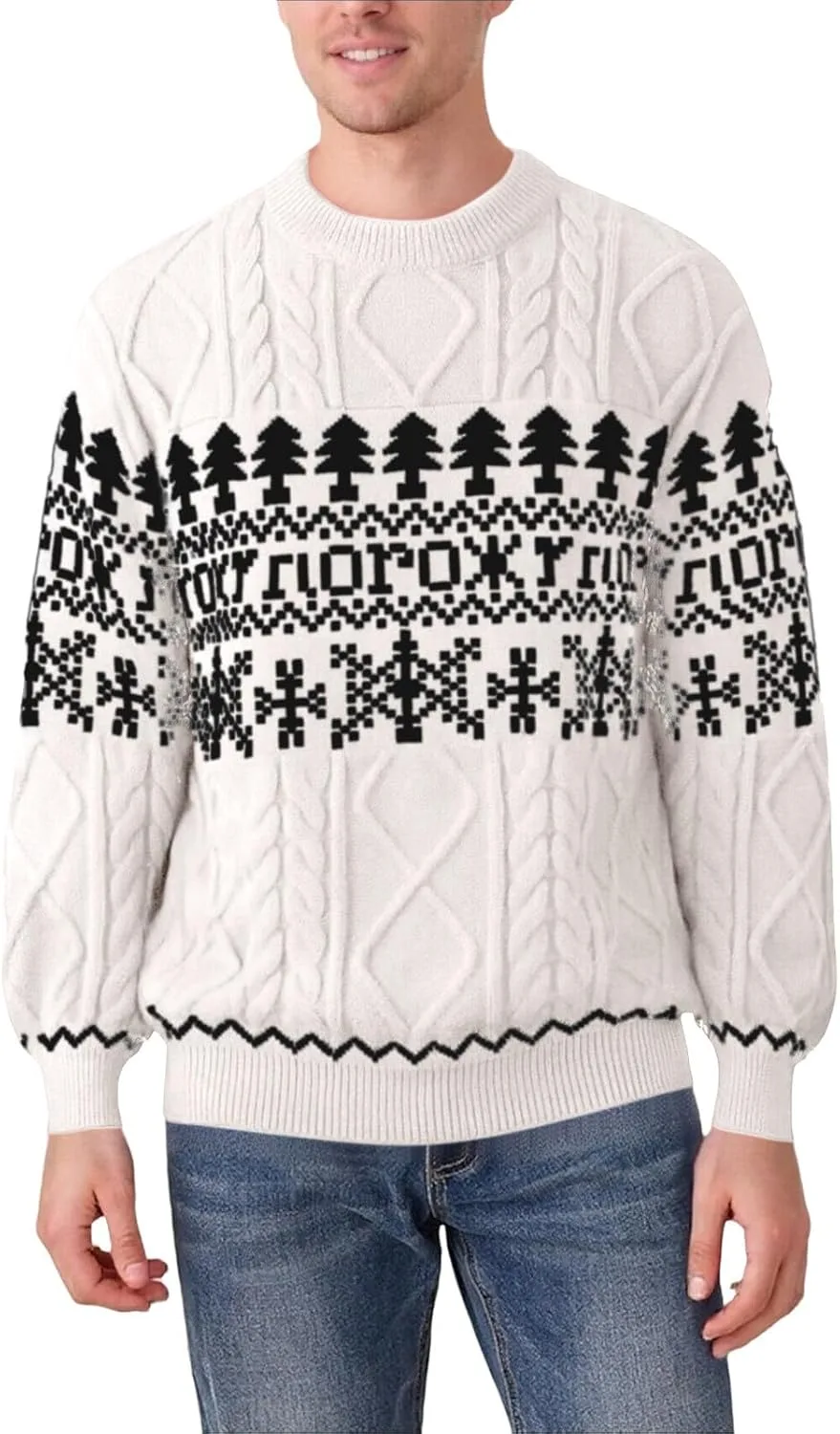 

Мужской свитер Ugly Xmas с принтом снежинок CRNTCEM