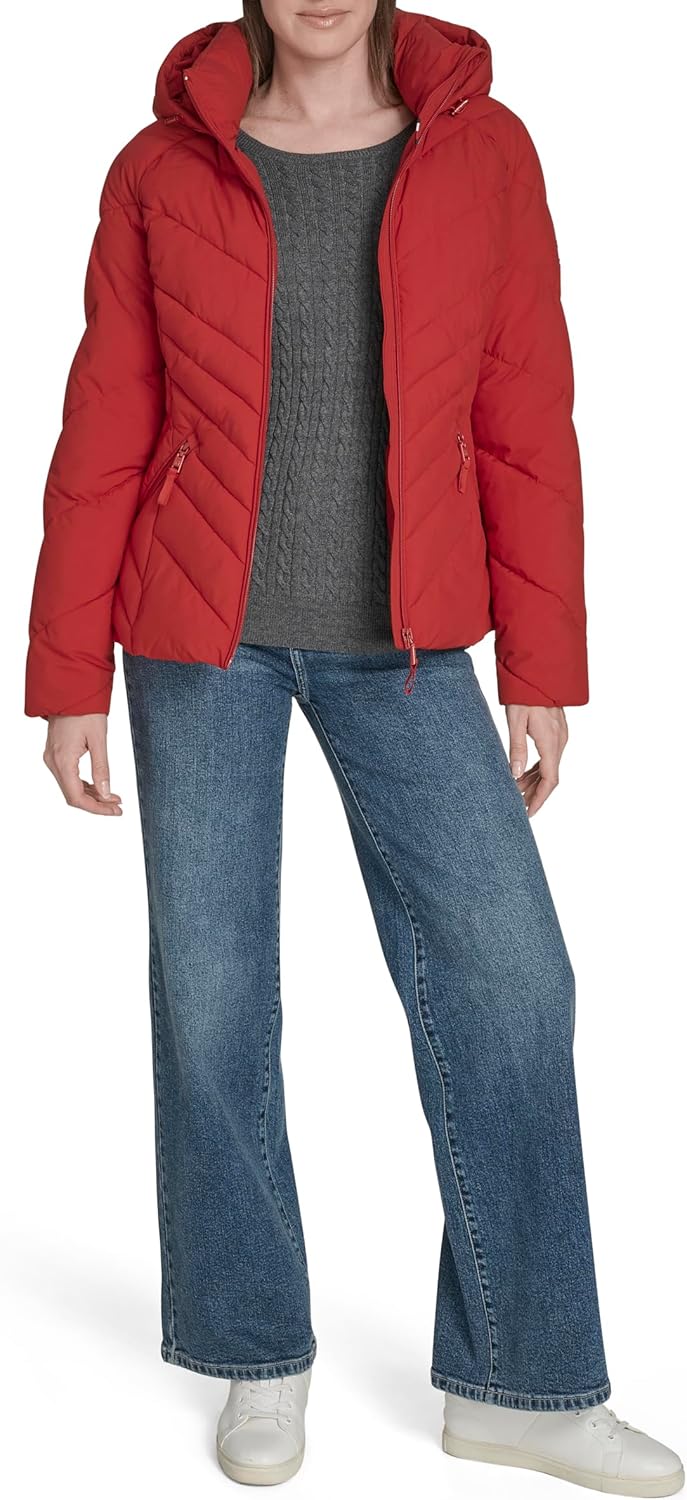 Женское легкое повседневное пальто Tommy Hilfiger с возможностью упаковки, Crimson — фото 2