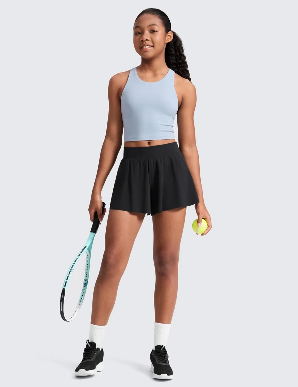 Шорты для девочек 2-в-1 Athletic Flowy, CRZ YOGA, Black — фото 2