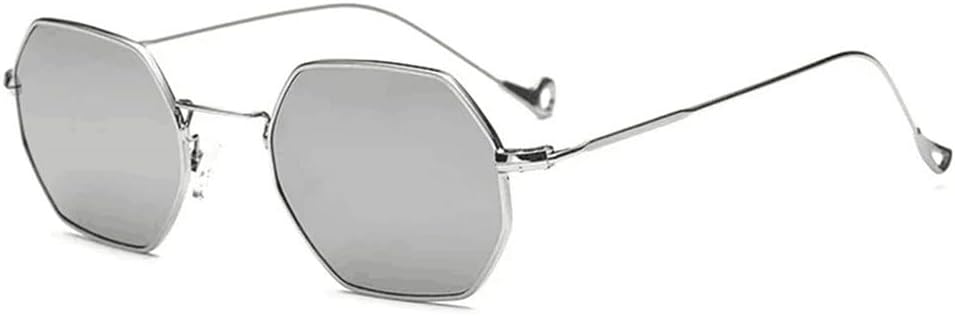 

Солнцезащитные очки с зеркальной оправой в металлической рамке 2027 года для женщин, классические шестиугольные прозрачные солнцезащитные очки для мужчин, модные MTZJH, Silver