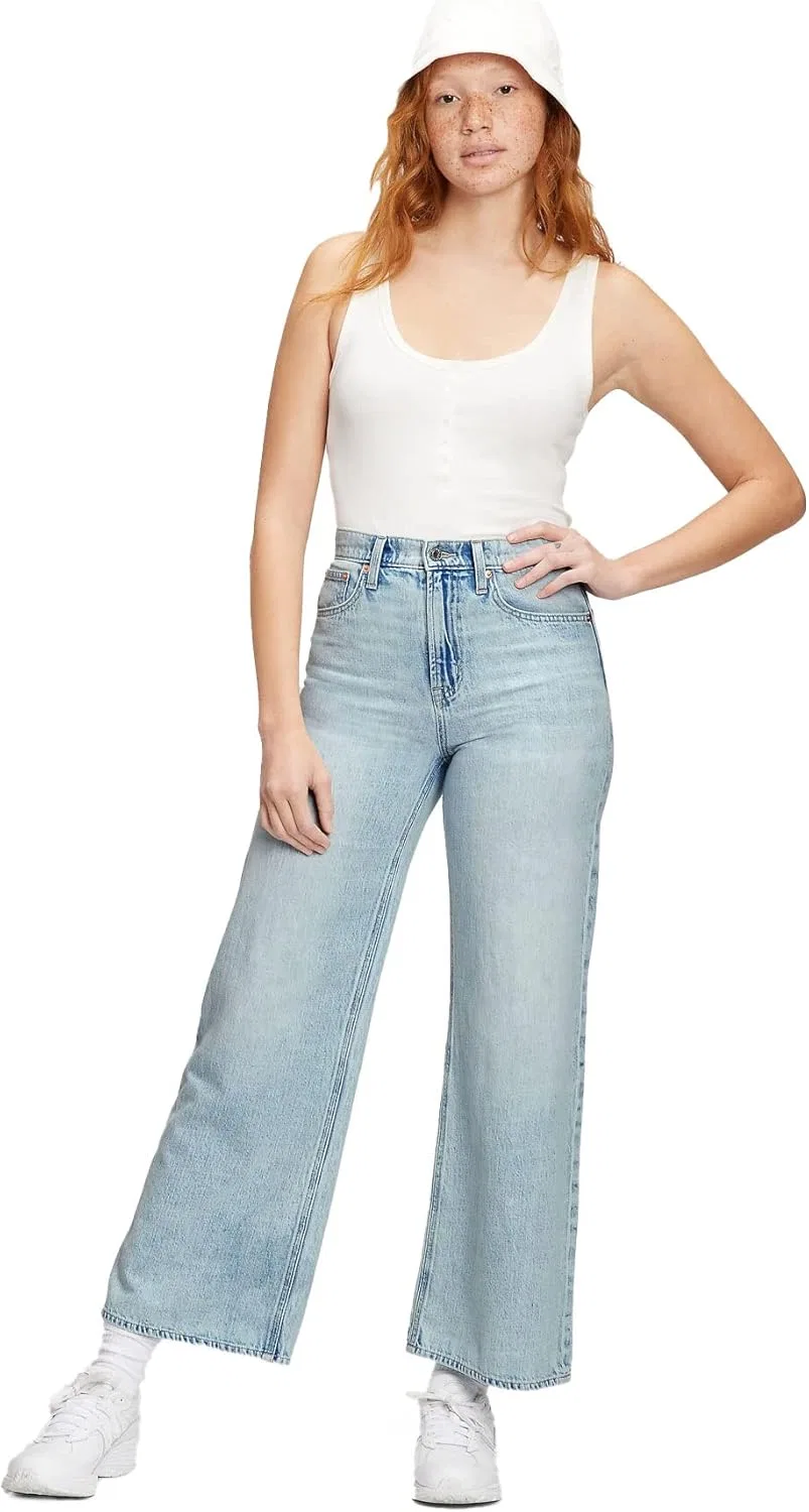 Джинсы Wide Leg GAP, светлый Пикассо
