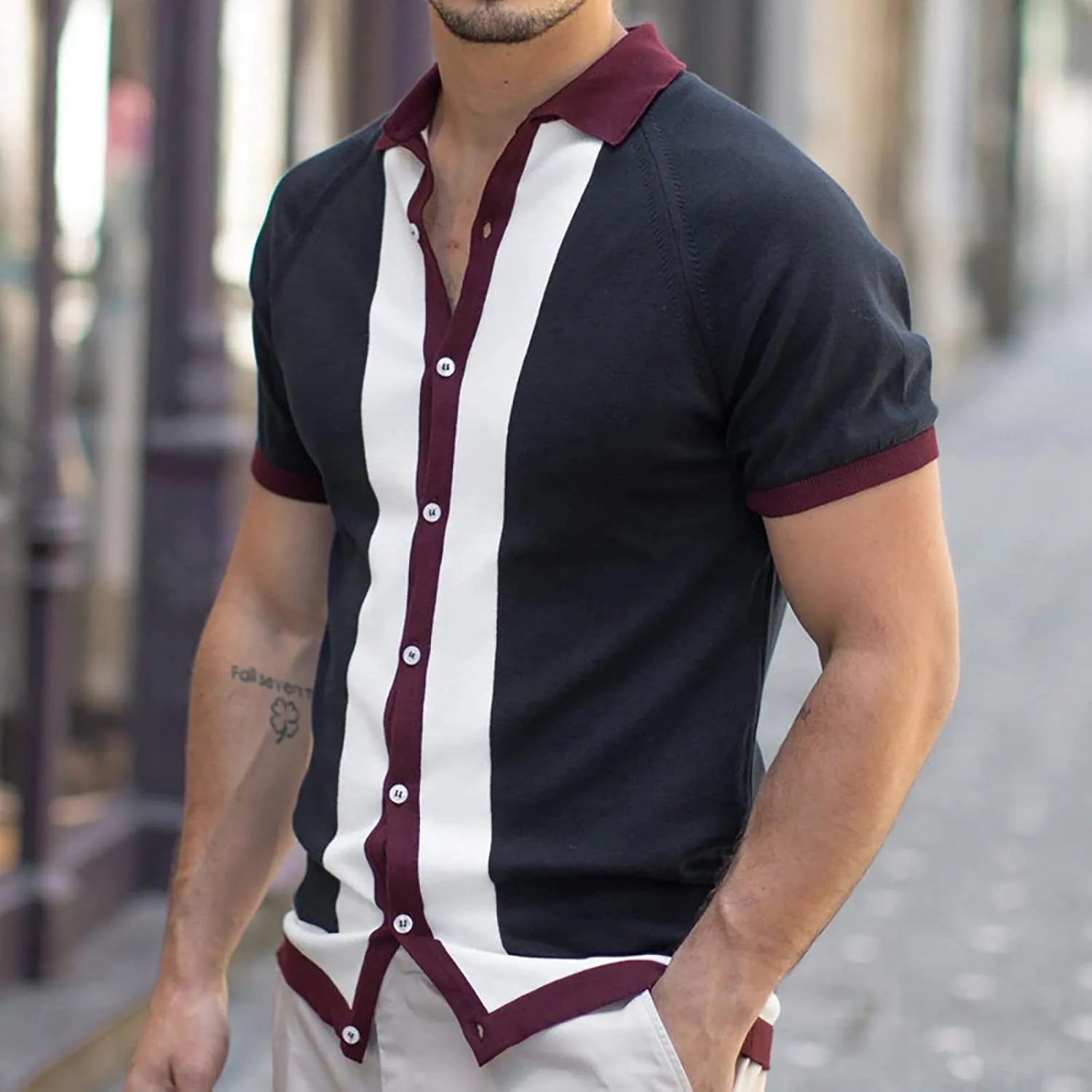 Мужская футболка с коротким рукавом и принтом Slim Fit Colorblock — фото 2