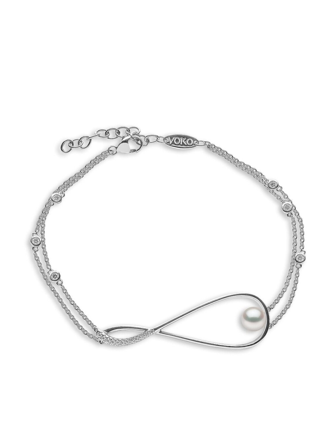 

Браслет Sleek из белого золота с жемчугом и бриллиантами Yoko London, серебряный