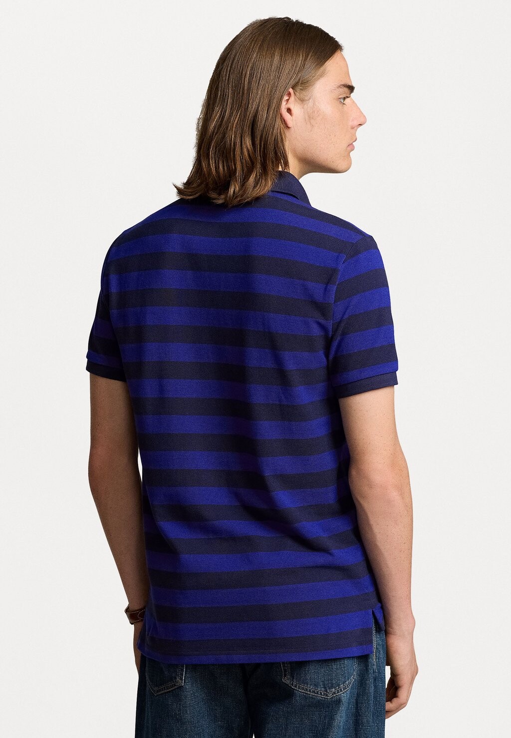 

Рубашка поло CUSTOM SLIM FIT STRIPED MESH POLO SHIRT Ralph Lauren, синий