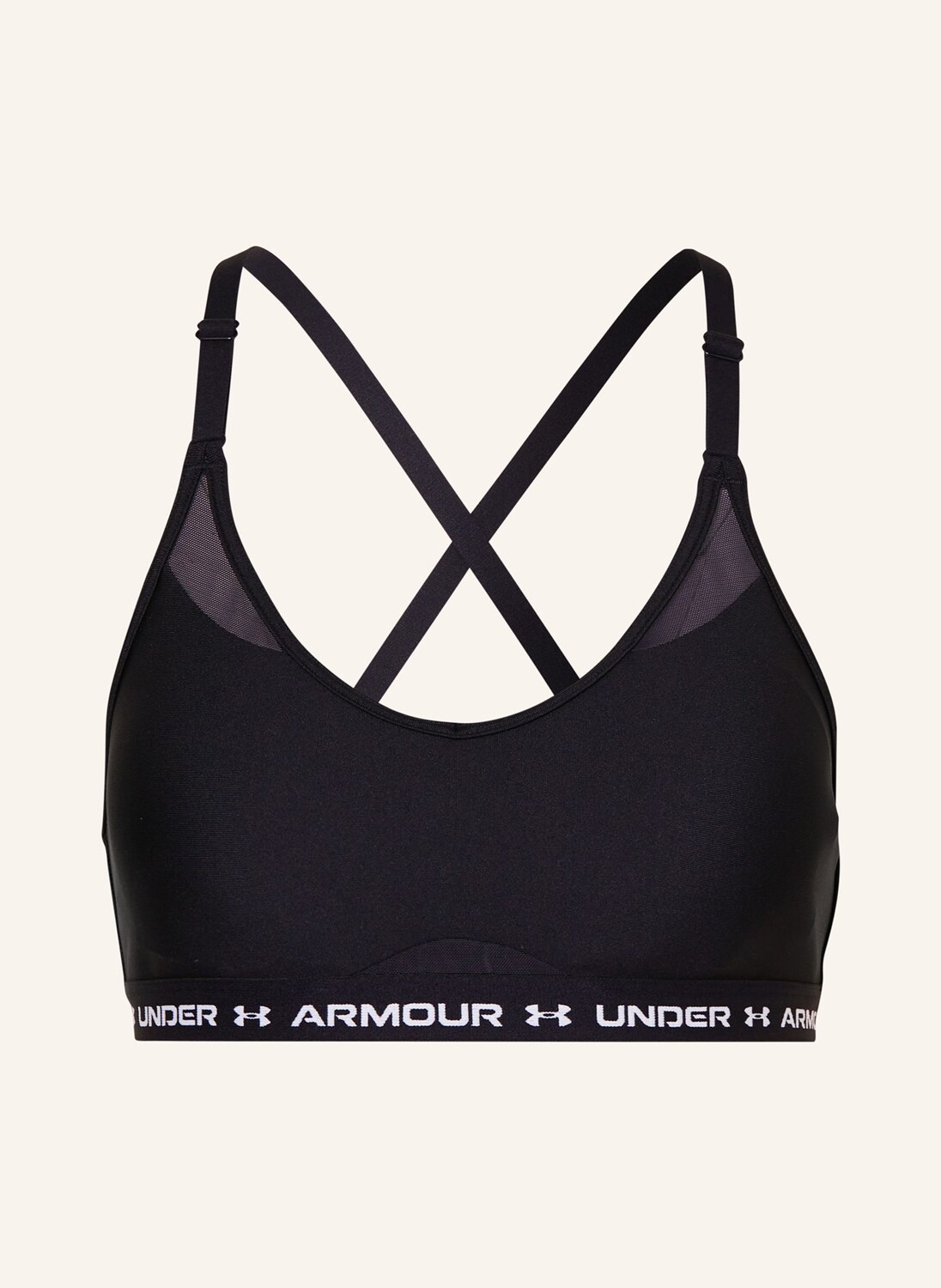 

Спортивный бюстгальтер через плечо низкий с сеткой Under Armour, черный